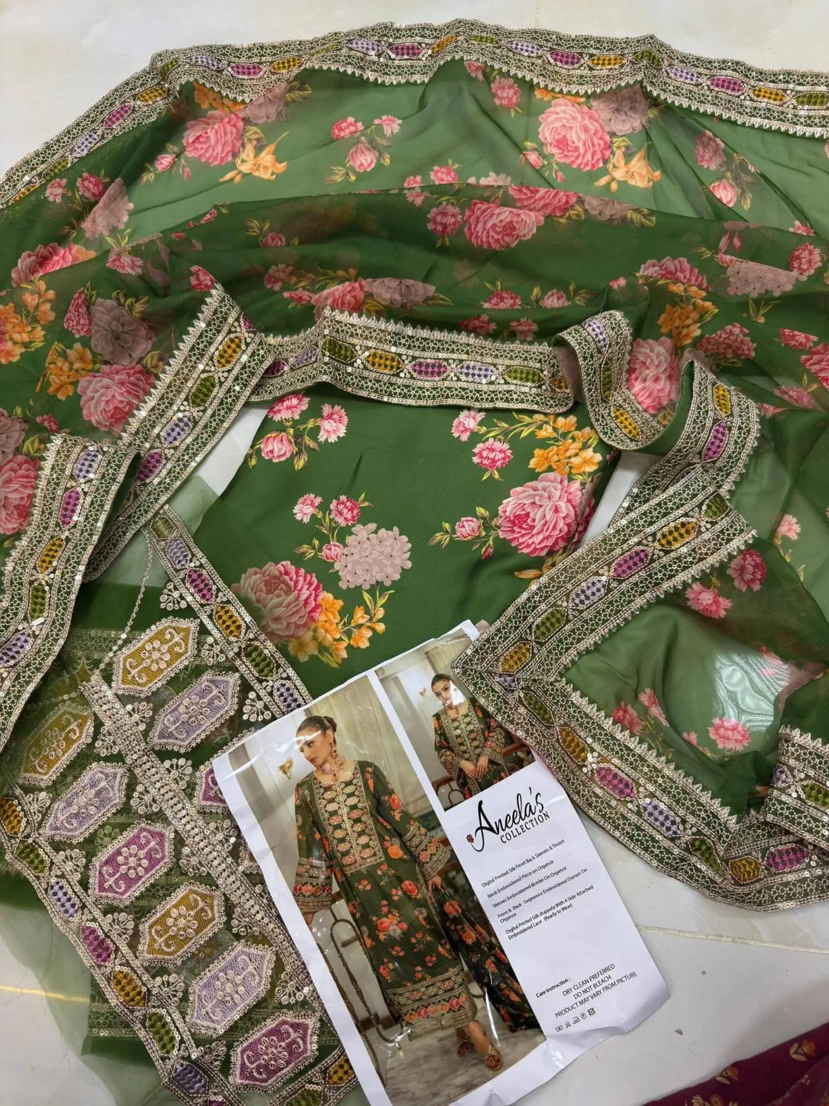 Aneelas Luxury Silk 3 Piece Unstitched